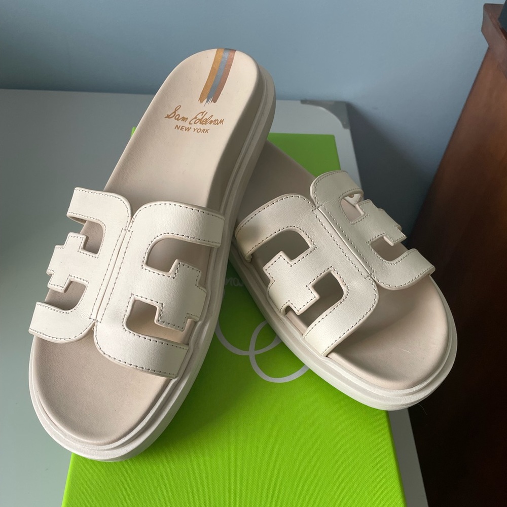 Sam Edelman Valeri Ivory Leather Slides